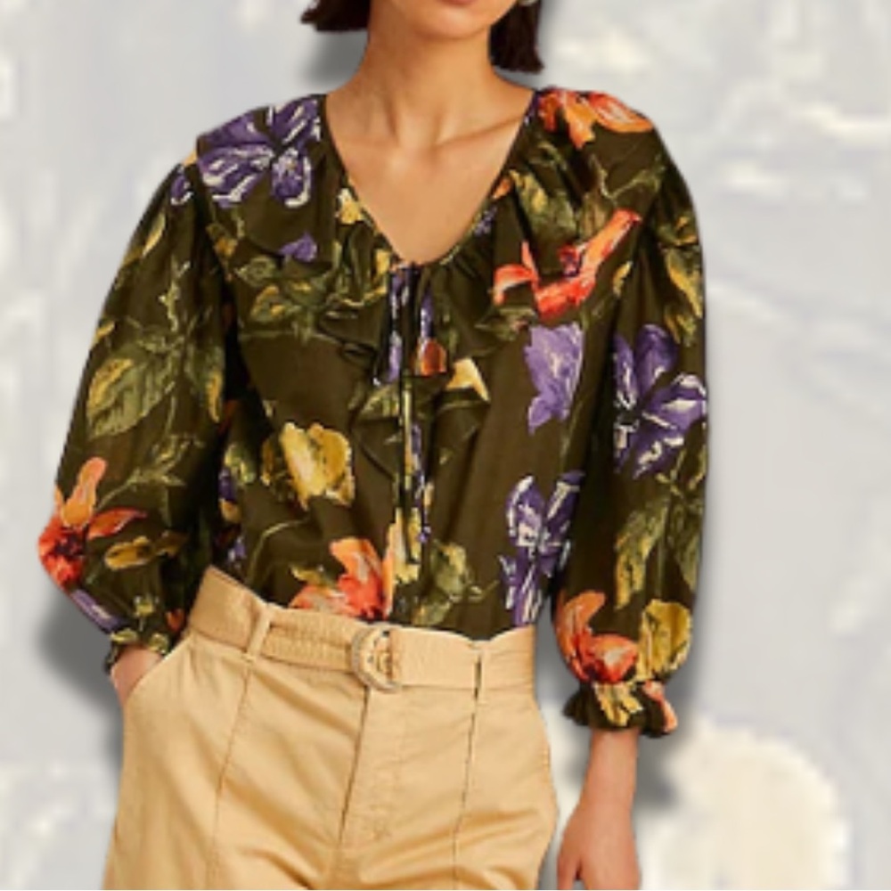 Lauren Ralph Lauren Green Floral Blouse